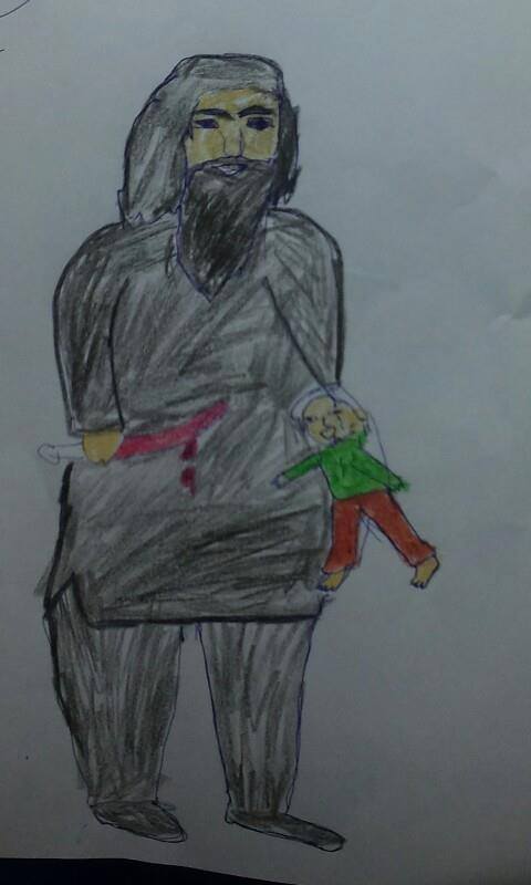 A drawing by a 12-year-old Kobani refugee in Turkey.