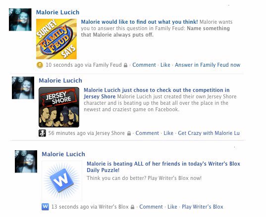 Facebook Game Spam, circa 2010
