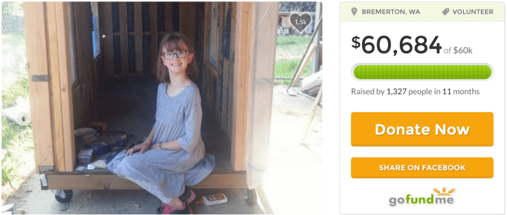 Hailey received broad media attention and a lot of support from around the world to help her build little houses for the homeless in her city.