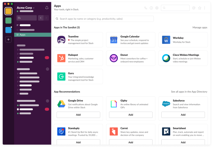App launcher Slack App launcher