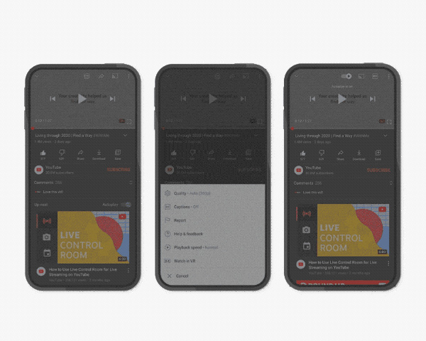 youtube caption and autoplay (gif)